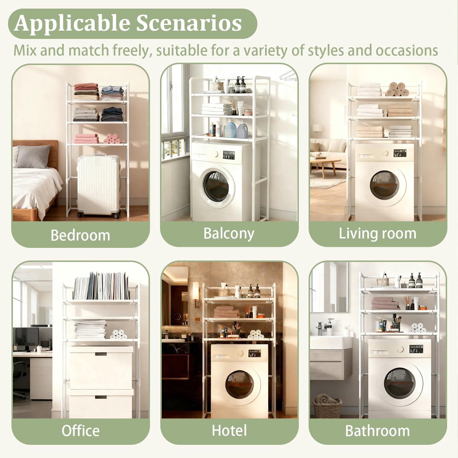 3-Tier Over Washer Storage Shelf, Over Washer and Dryer Organizer,Easy Install Washing Machine Storage Rack for Laundry Room