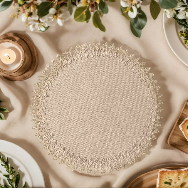 Straw Table Mat, Round Placemats, Hollowed-Out Washable Heat-Resistant Table Mat, Scald-Proof Kitchen Table Mat, Dining Table Insulation Mat, Kitchen Decor Mat
