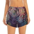 thumbnail image 3 of Uemuo Fireworks2 Pattern Women's Athletic Shorts High Waisted Running Shorts with Liner Pockets Gym Elastic Workout Shorts-, 3 of 9