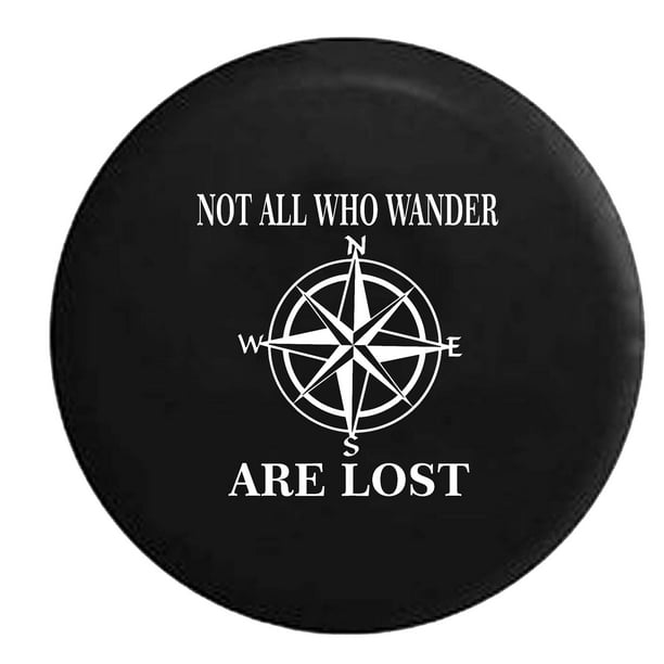 Not All Who Wander Are Lost Compass Star Spare Tire Cover Vinyl Black ...