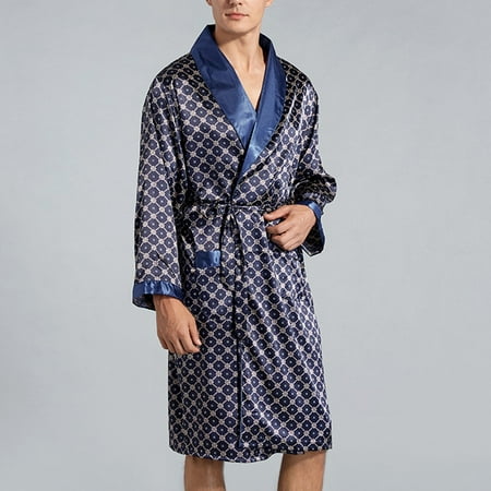 

Mens Satin Silk Luxury Pajamas Kimono Bathrobe Robe Dressing Gown Pjs Loungewear