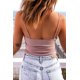 thumbnail image 1 of ABPHQTO Body rosa sin mangas con cuello en V y tirantes finos fruncidos para mujer, 1 of 5