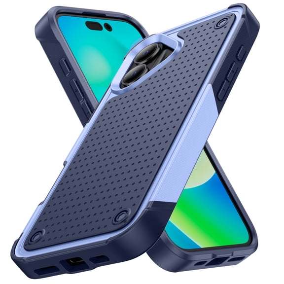 Dteck Case for iPhone 16 Plus,Shockproof Silicone Heavy Duty Dual Layer Protective Hard PC Textured Back & Soft Bumper Cover for iPhone 16 Plus,Lightpurple