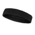 thumbnail image 3 of Zhiyie 4 Pcs Cotton Headbands Sweat Absorbing Sports Headbands Moisture Wicking Athletic Terry Cloth Hair Bands for Women Men (Black), 3 of 10