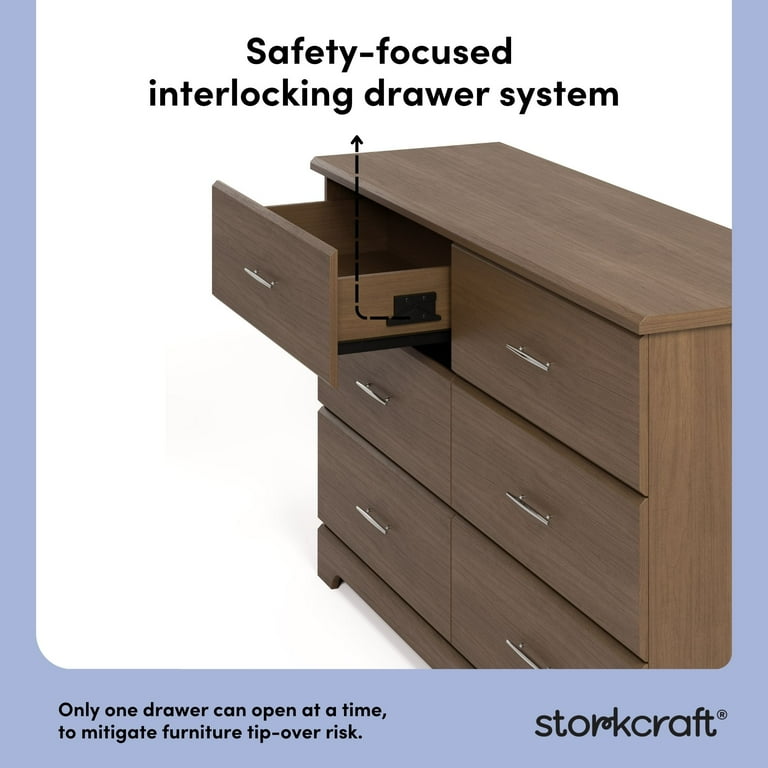 Storkcraft Brookside 6 Drawer Nursery Double Dresser, Hazelnut - Walmart.com