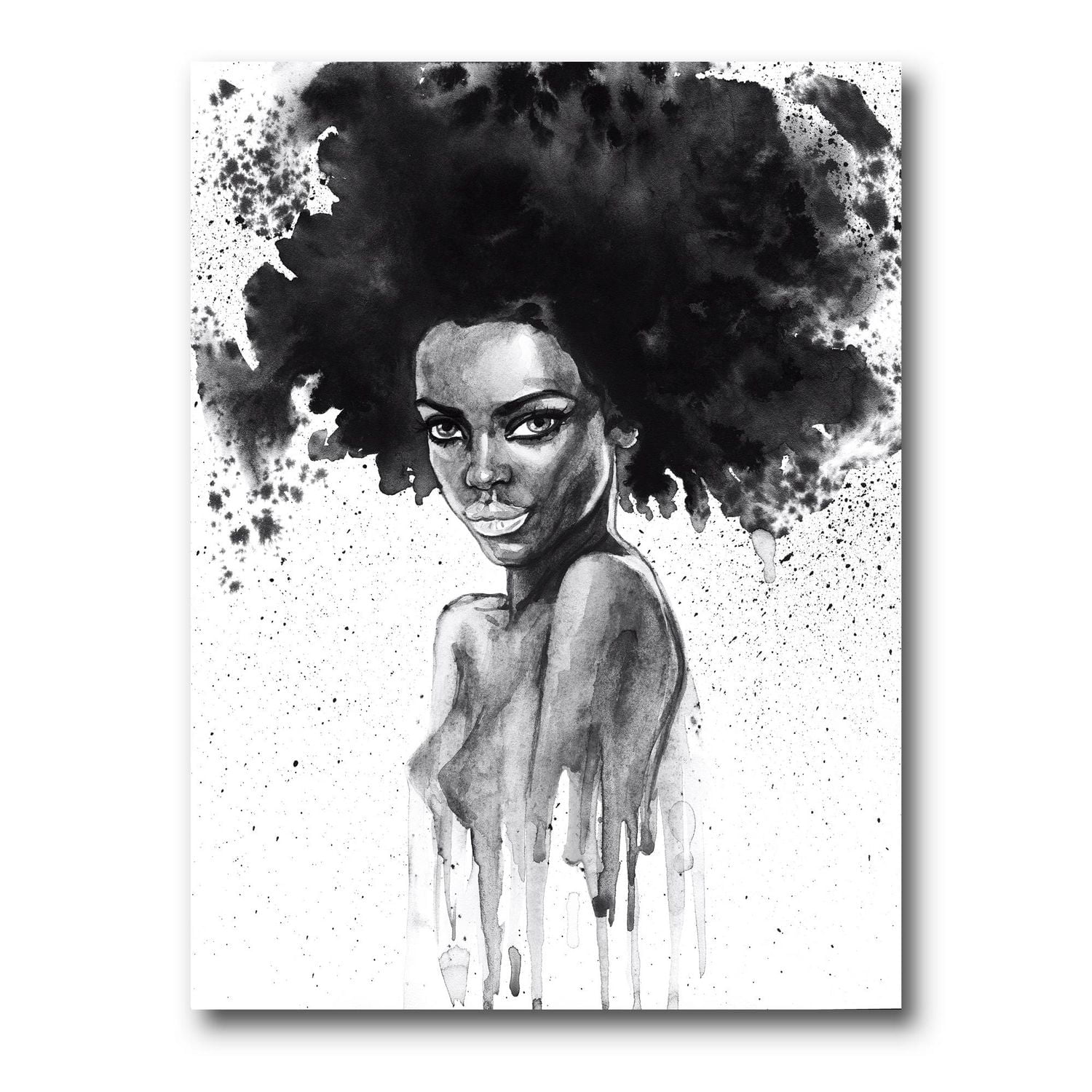 Designart Monochrome Portrait of African American Woman III Canvas Wall Art
