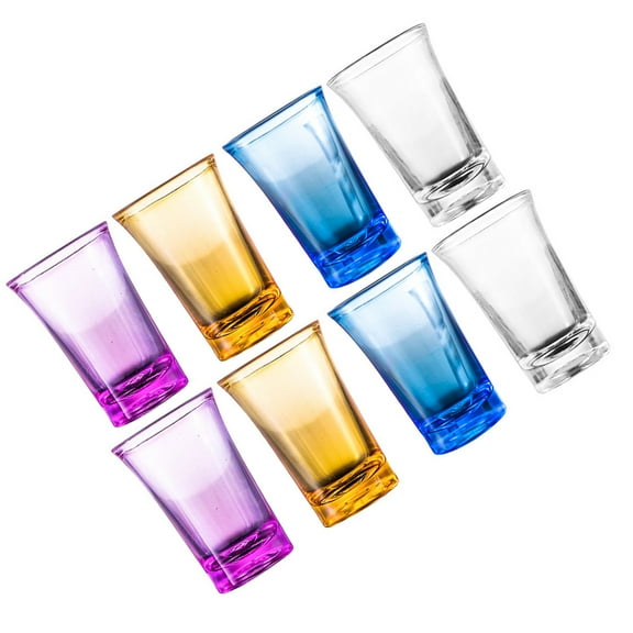 8 Pcs Wine Glass Glasses Colorful Cups Party Shot for Vodka Tumbler Kitchen Glassware Beverage