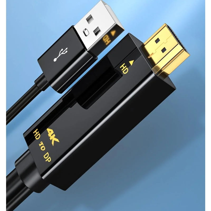 HD to DisplayPort Cable,4K@60Hz HDTV to DP 3840 * 2160,Audio-video Synchronisation,1.8M / 0.23M,Compatible with Computer, Set Top Box, Laptop, PS5/4, Projector, TV