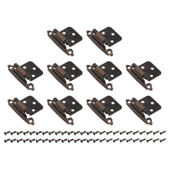 Uxcell Cabinet Kitchen Inset Hinges, 20Pcs 1/2" Overlay with Screws, Red Bronze