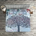 thumbnail image 2 of Ambesonne Nature Quilted Coverlet 3 Pcs, Vintage Tree of Life, Queen Size, Blue, 2 of 2