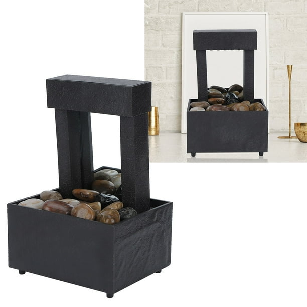 Tebru USB LED Indoor Water Fountain Lighted Waterfall Tabletop Fountain