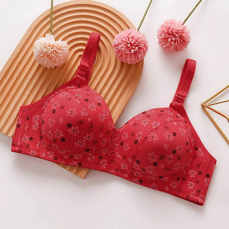 Bigersell Lace Bra and Panty Set Woman Ladies Bra without Underwires Vest  Large Lingerie Bras Everyday Bra Women's Plus Size Cotton Bra, Style 13024,  Red 44C 