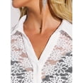 thumbnail image 5 of DARING DIVA Women's V-neck Elegant Lace Bell Sleeve Sheer Tops XS White, 5 of 6