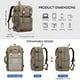 thumbnail image 3 of Mochila de viaje WITZMAN Canvas para hombre con portátil de 17 pulgadas Army, 3 of 8