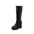 thumbnail image 6 of YLYL Women's Platform Knee High Boots Chunky Block Heel Square Toe Long Boots with Side Zipper, 6 of 9