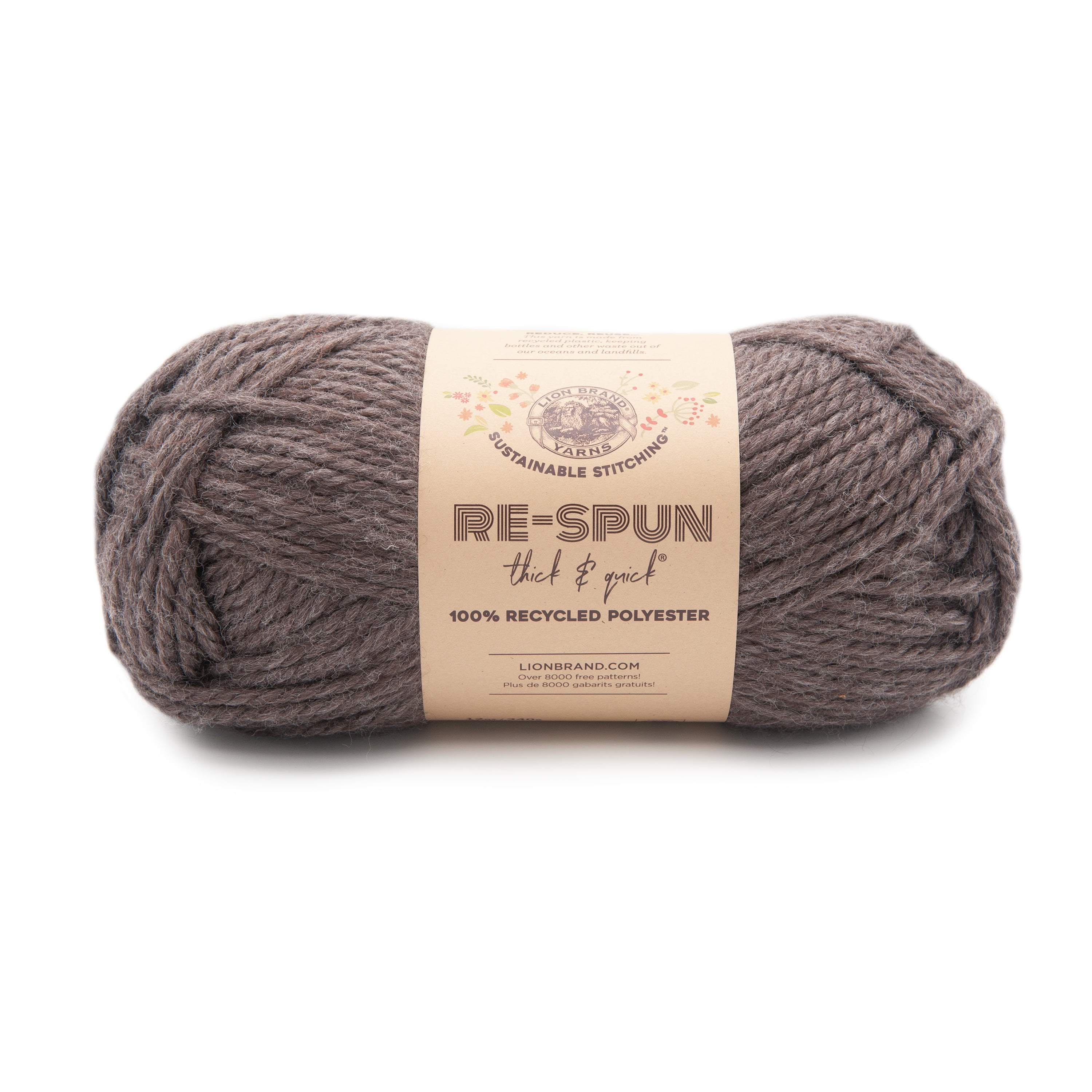 Lion Brand Yarn ReSpun Thick & Quick Wisteria (9 skeins), Espresso (3 skeins), Cinnamon Stick (6 skeins) 18-Piece Assorted Displayer