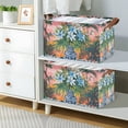 thumbnail image 2 of Yayeee Foldable Storage Basket for Shelves with Handles Waterproof Cloth Bins, Blue Flowers, 2 of 7