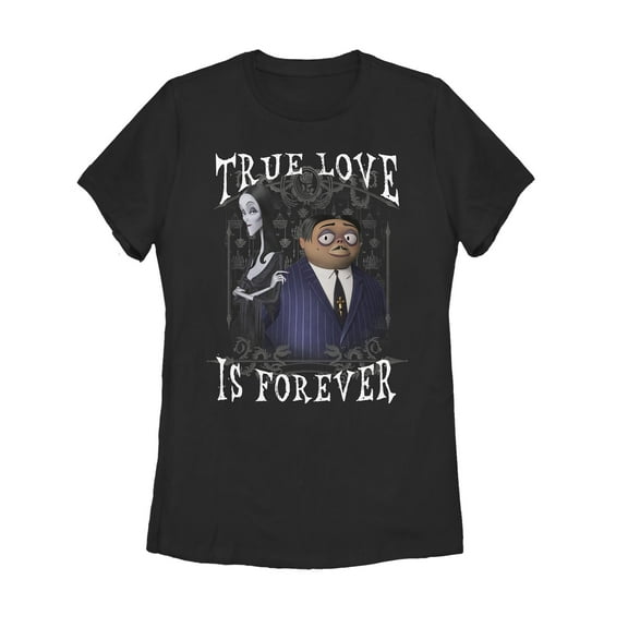 Women's Addams Family True Love is Forever Graphic Tee Black 2X Large