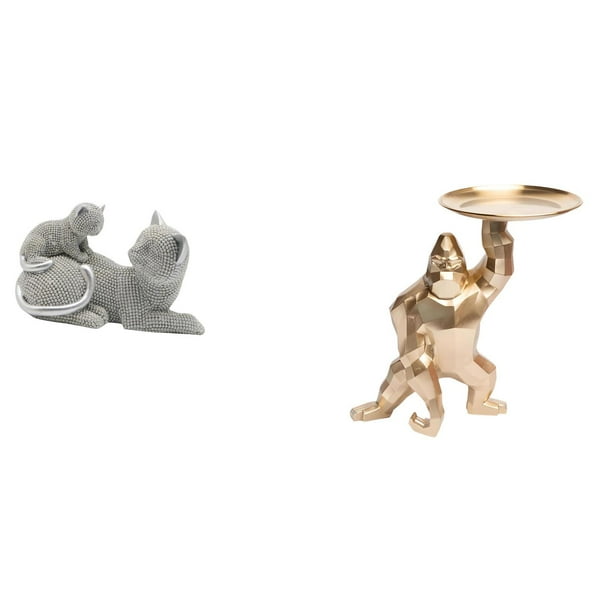 Escultura De Gato, Adorno De Mesa, Artesanía, Figura Decorativa, Estatua De Animal Con Bandeja, Colecciones De Obras De Arte, Escultura De Resina, Adorno De Escritorio Para Dormitorio, Sala De