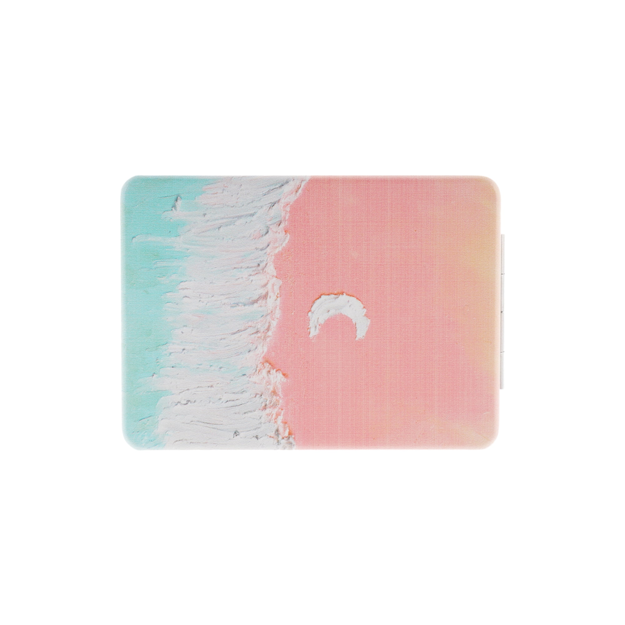 Unique Bargains 1 Pc Women Rectangular Hand-drawn Makeup Mirror for Travel Blue Pink