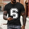 thumbnail image 2 of LMOIPLI Number 6 T-Shirt Unisex Short Sleeve Varsity Shirt Sports Team Jersey Crew Neck Fashionable Pullover Top Black M, 2 of 6