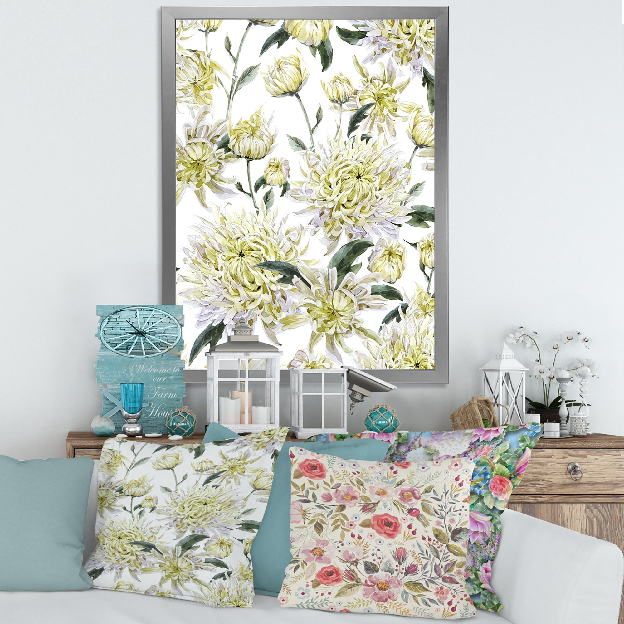 Designart 'Ancient Yellow Chrysanthemus I' Traditional Framed Art Print