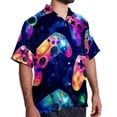 thumbnail image 2 of Game Controller Men's Short Sleeve Printed Poplin Beach Shirts with Spread Collar - Casual Button Down Summer Tops for Unisex, 2 of 6