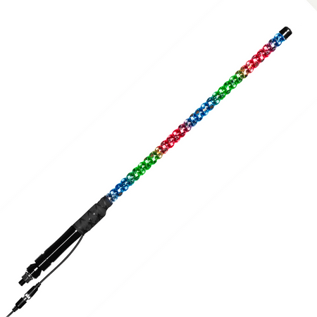 BOSS Audio Systems XP2 ATV Chasing LED Whip Antenna – 24 inch, 360-degree RGB Illumination, Control App, IP67 Weatherproof Rated, Easy Installation