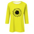 thumbnail image 3 of EHTMSAK Womens Cotton Tshirts 3/4 Sleeve Sunflowers Printed Solid Color Elbow Length Crew Neck Shirts Loose Fit 2024 Trendy Tee Tops Casual Plus Size Fashion Blouses Yellow 5XL, 3 of 4