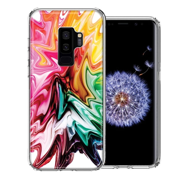 MUNDAZE For Samsung Galaxy S9 Plus Rainbow Flower Abstract Design Double Layer Phone Case Cover