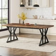 thumbnail image 3 of Tribesigns Farmhouse Dining Table for 6 People, 70.8-Inch Rectangular Wood Dining Table, Rustic Kitchen Table with Heavy Duty Metal Legs for Dining Room (Brown/Black), 3 of 7