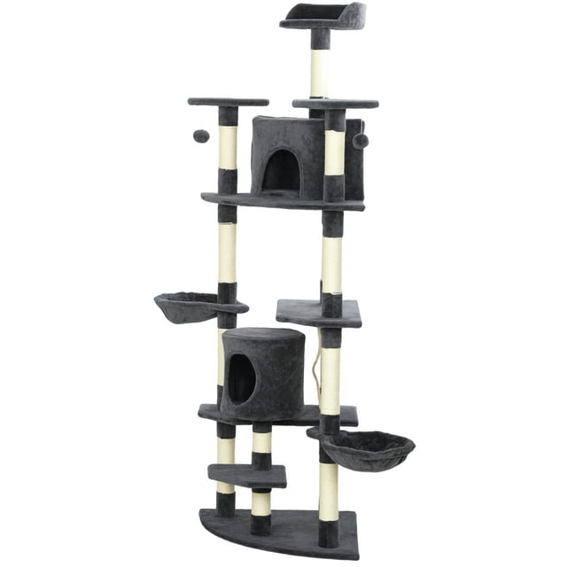 CoSoTower 79" Scratching Kitten Tree Condo Kitten Scratch Activity Center Toys Dark Grey