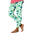 thumbnail image 5 of DDAPJ pyju St Patricks Day Leggings for Women Green Clover Yoga Pants Womens Workout Legging Irish Tights for Parties and Festival on Clearance Light Green L, 5 of 6