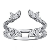 Marquise Cut White Diamond Open Ring Enhancer in 925 Sterling Silver - Bridal Wedding Wrap Ring Jacket