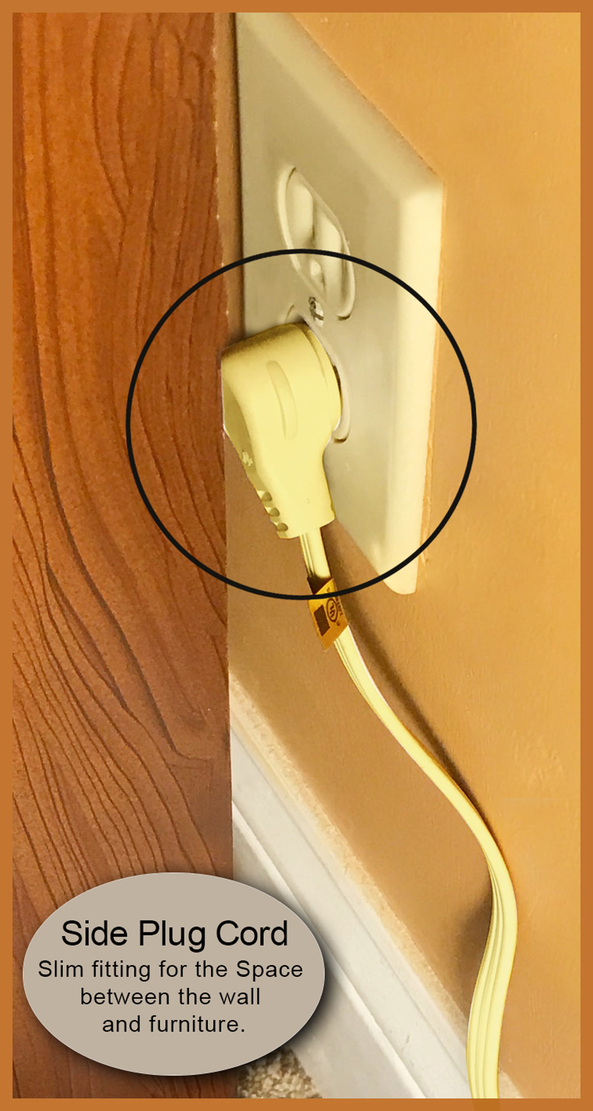 Royal Designs, Inc. Heavy Duty Extension Cord with Indicator light for Indoor & Outdoor, 8 ft long, Beige, 3 Outlet Prong Grounded Wire UL Listed, Set of 2