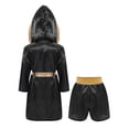 thumbnail image 2 of Zaldita Costumes de Boxe pour Garçons et Filles Tenues de Fête 2 Pcs Robe de Boxe et Shorts de Boxe Noir&Or 8, 2 of 4