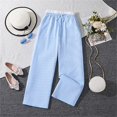 thumbnail image 2 of Generic Big Kids Girl Spring And Fall Striped Casual Pants Outdoor Activity Pants Girl's Drawstring Striped Pants Loose Wide Leg Trousers High Waist Palazzo Pants, 2 of 4