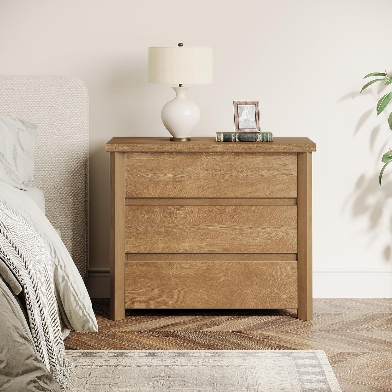Tribesigns Bedroom Nightstands Set of 2, 31.5-Inch Wide Night Stand with Drawers for Bedroom, Rustic Brown (2PCS)
