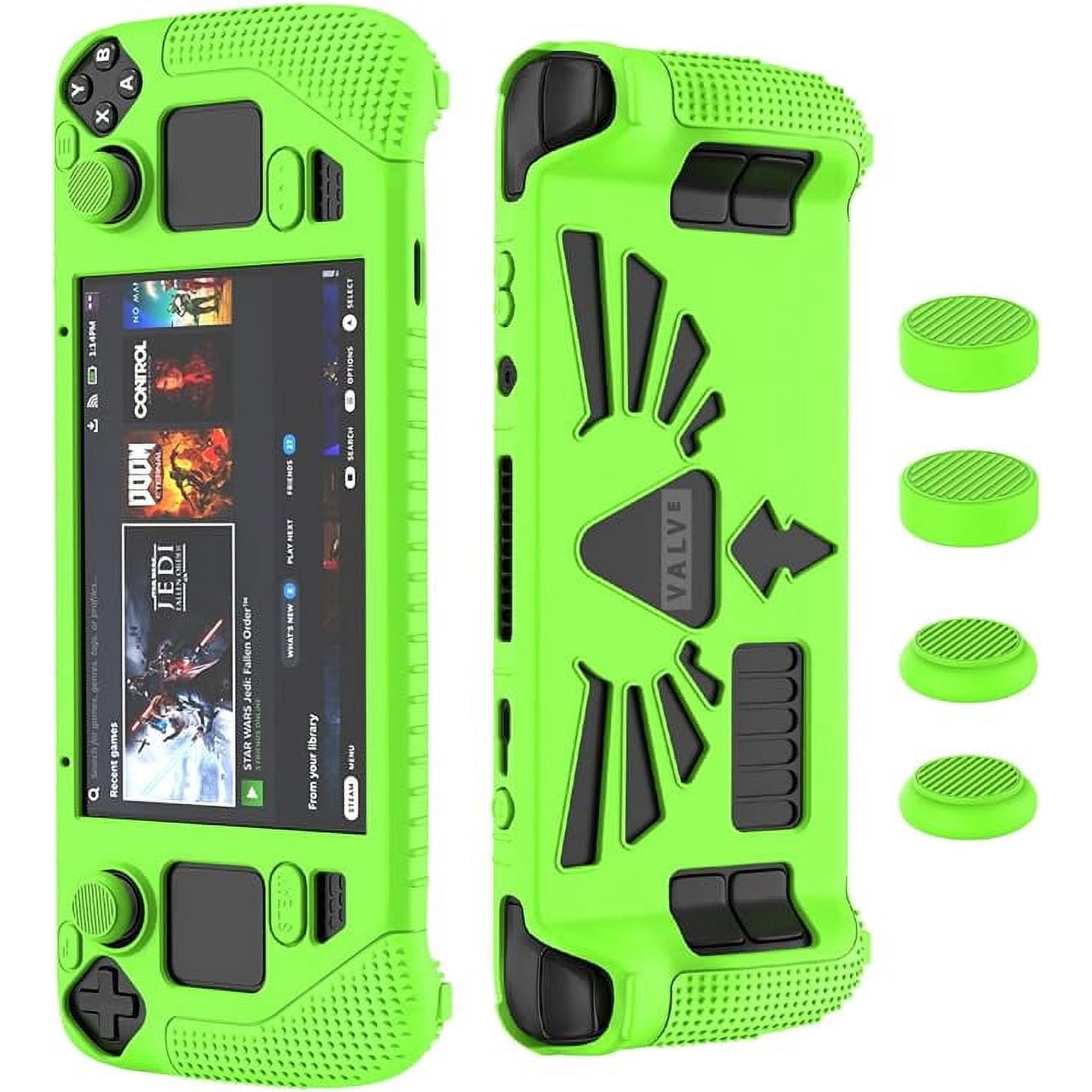 Tianle Compatible with Steam Deck/Steam Deck OLED Standing Protective Case, Thickening Silicone Accessories Protector, Soft Cover Skin Shell, Full Protection for Valve Stream Deck (Green)