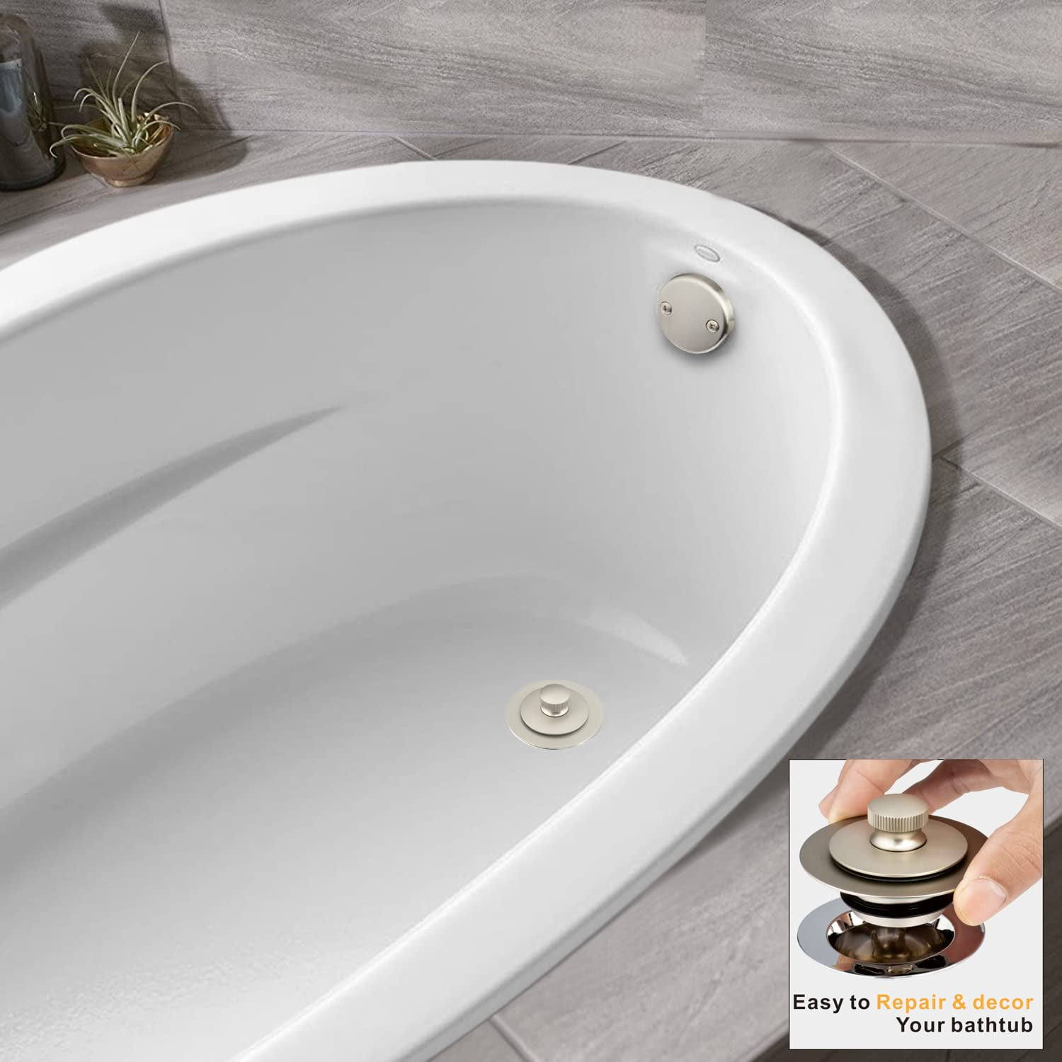 Azwzz Universal Tub Stopper Bathtub Drain Stopper, 3 In 1 Pop Up