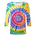 thumbnail image 5 of CYMMPU Tunic Tops 3/4 Sleeve Tie Dye Loose Fit Spring Tops Summer Trendy Shirts Blouses for Women Dressy Casual Crew Neck Ombre T-Shirts Multicolor XXXXXL, 5 of 5
