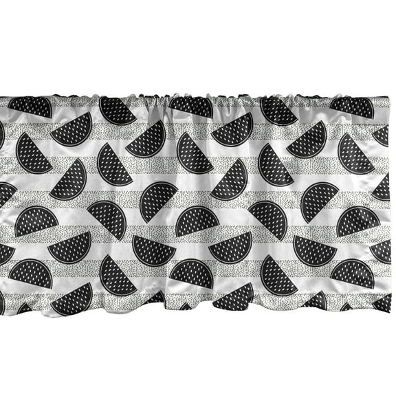 Ambesonne Monochrome Window Valance, Watermelon Slices Design, 54" X 18", Charcoal Grey and White