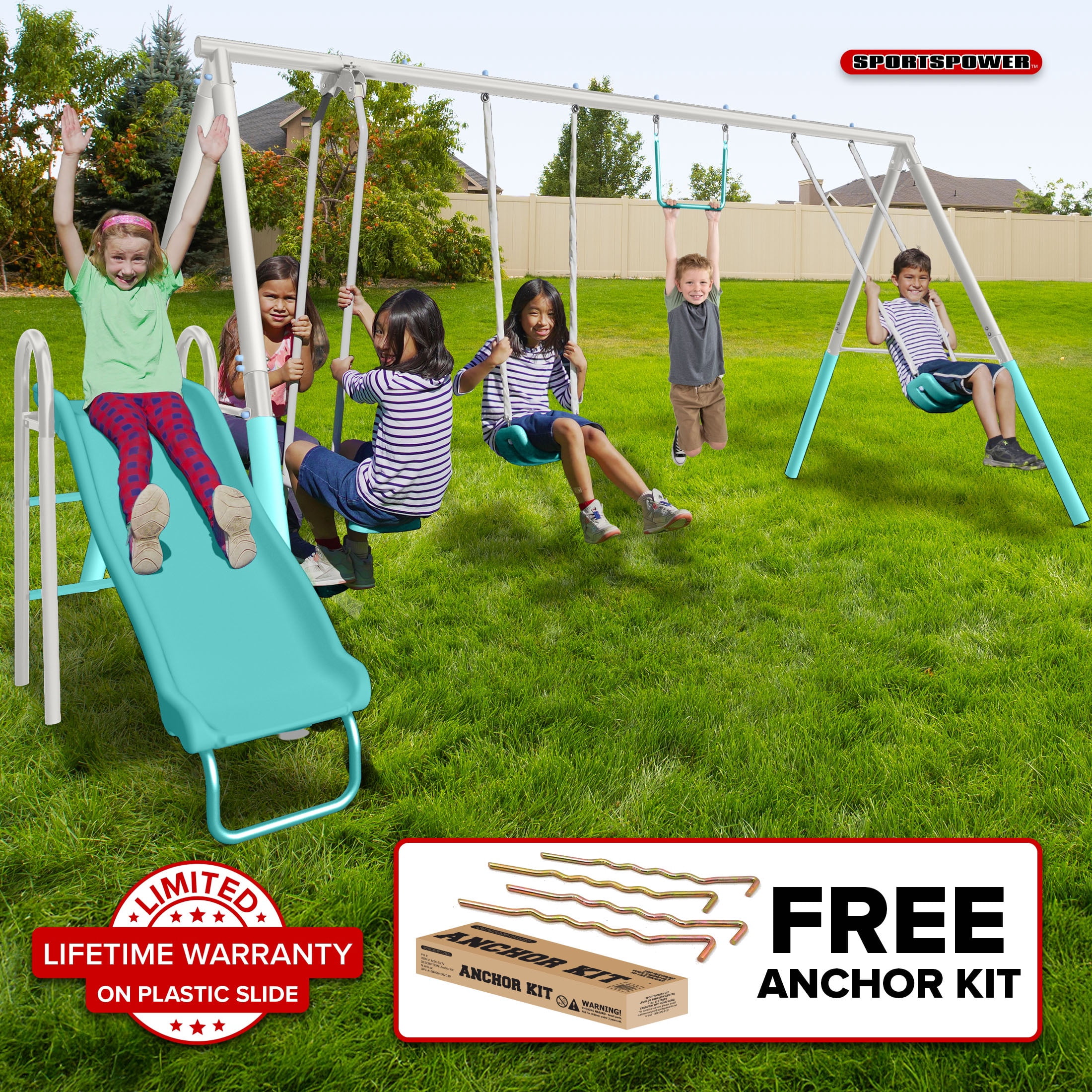 Sportspower Arcadia Swing Set with Trapeze, 2 Person Glider