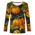 thumbnail image 4 of Halloween Sweatshirts for Women Pumpkin Printed Casual Fall Loose Round Neck Long Sleeved Tops, 4 of 5