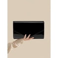 thumbnail image 2 of REMANLAN Women's Glossy Patent Leather Envelope Evening Clutch Purse, Black, 2 of 9