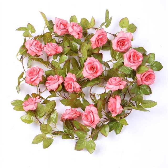 17 flores decorativas de ratán rosa flor artificial de ratán flor artificial de ratán tubo de aire acondicionado techo de ratán