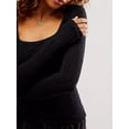 thumbnail image 3 of Cenuakty Women Long Sleeve Tops Casual  Slim Fit Square Neck Shirt Trendy Solid Color Tee, 3 of 4