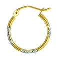 thumbnail image 3 of Wellingsale Ladies 14k Two Tone White and Yellow Gold Polished Diamond Cut 1.5mm Hoop Earrings (15mm Diameter), 3 of 7