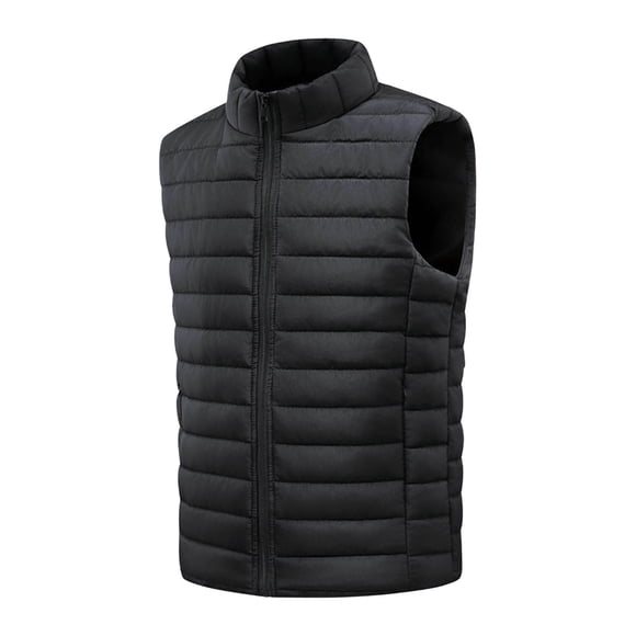 RXMEKW Sleeveless Puffer Vest for Men with Zipper Pockets, Casual Solid Color Outerwear Jacket for Men, Polyester, Standard Thickness