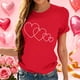 thumbnail image 1 of TaTaai Casual Women's Valentine Heart Print Short-Sleeve T-Shirt, Valentine's Day Daily Party Top, Round Neck Summer Tee Gift, 1 of 5